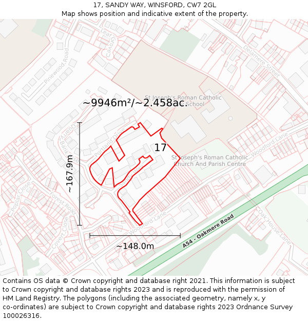 17, SANDY WAY, WINSFORD, CW7 2GL: Plot and title map