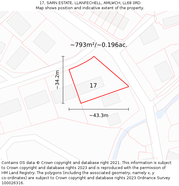 17, SARN ESTATE, LLANFECHELL, AMLWCH, LL68 0RD: Plot and title map