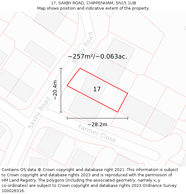 17, SAXBY ROAD, CHIPPENHAM, SN15 1UB: Plot and title map