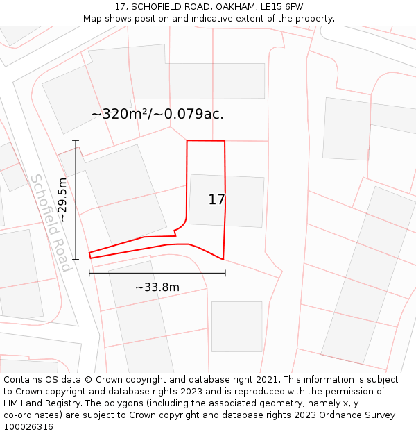 17, SCHOFIELD ROAD, OAKHAM, LE15 6FW: Plot and title map