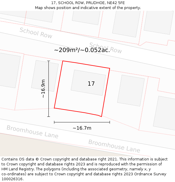 17, SCHOOL ROW, PRUDHOE, NE42 5FE: Plot and title map