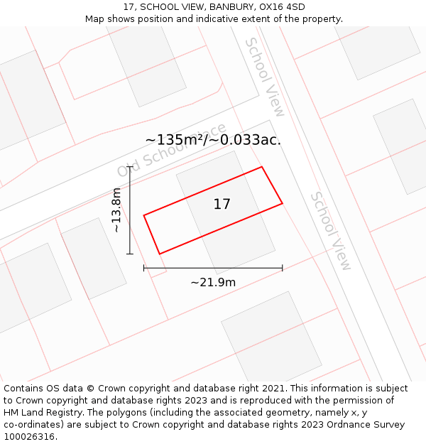 17, SCHOOL VIEW, BANBURY, OX16 4SD: Plot and title map