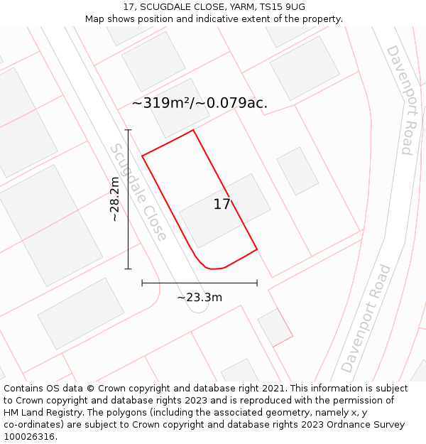 17, SCUGDALE CLOSE, YARM, TS15 9UG: Plot and title map