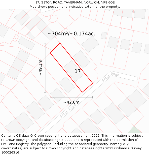 17, SETON ROAD, TAVERHAM, NORWICH, NR8 6QE: Plot and title map