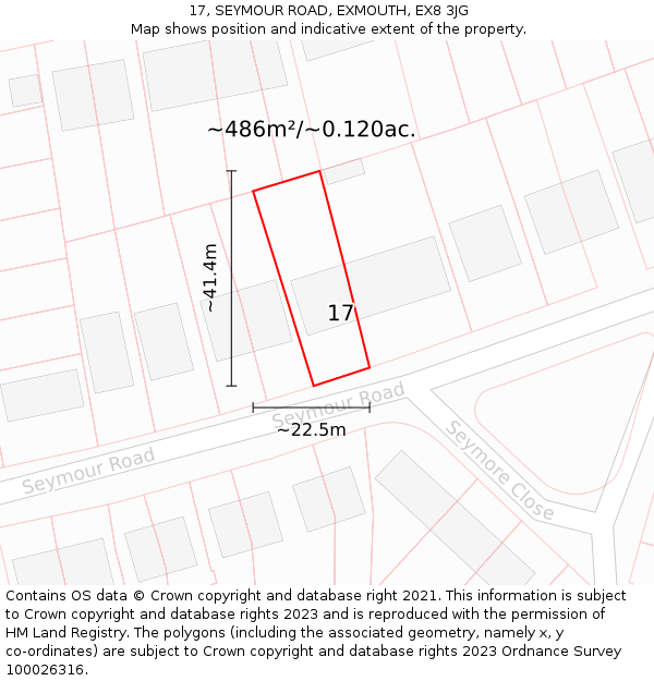 17, SEYMOUR ROAD, EXMOUTH, EX8 3JG: Plot and title map