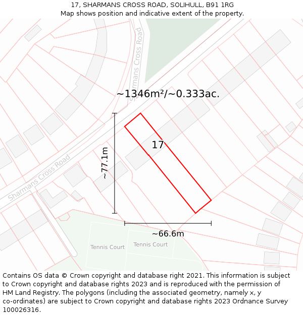 17, SHARMANS CROSS ROAD, SOLIHULL, B91 1RG: Plot and title map