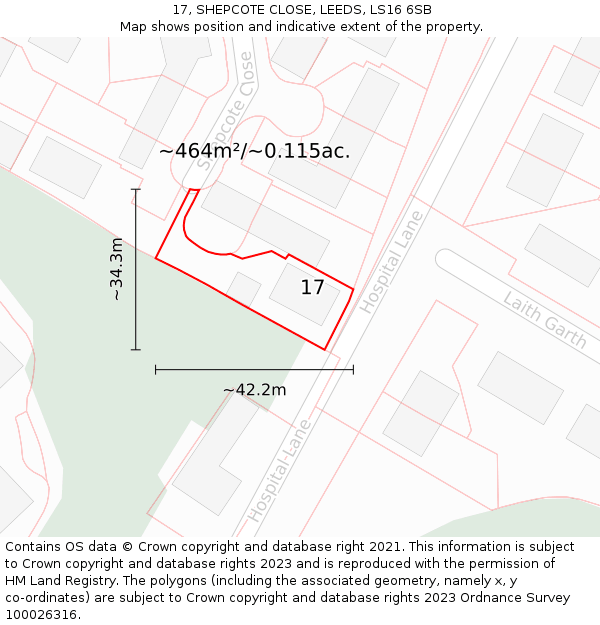 17, SHEPCOTE CLOSE, LEEDS, LS16 6SB: Plot and title map