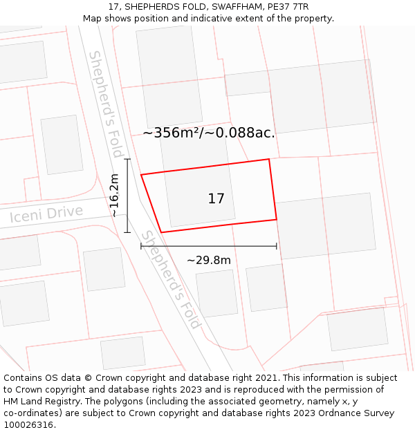 17, SHEPHERDS FOLD, SWAFFHAM, PE37 7TR: Plot and title map