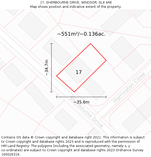 17, SHERBOURNE DRIVE, WINDSOR, SL4 4AE: Plot and title map