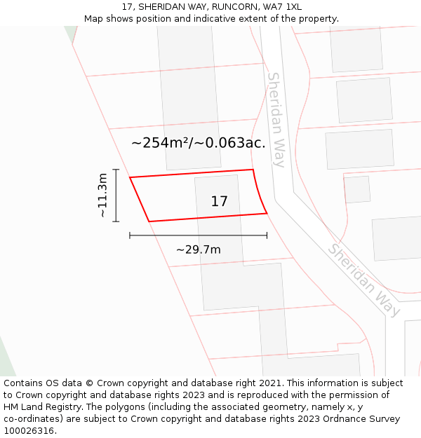 17, SHERIDAN WAY, RUNCORN, WA7 1XL: Plot and title map