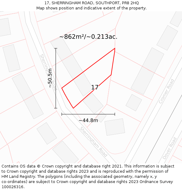 17, SHERRINGHAM ROAD, SOUTHPORT, PR8 2HQ: Plot and title map