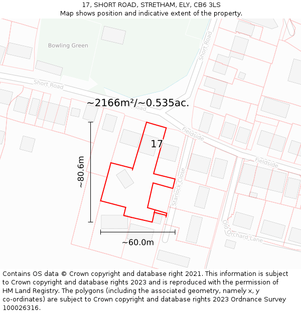 17, SHORT ROAD, STRETHAM, ELY, CB6 3LS: Plot and title map