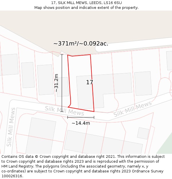 17, SILK MILL MEWS, LEEDS, LS16 6SU: Plot and title map