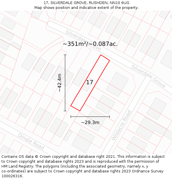 17, SILVERDALE GROVE, RUSHDEN, NN10 6UG: Plot and title map