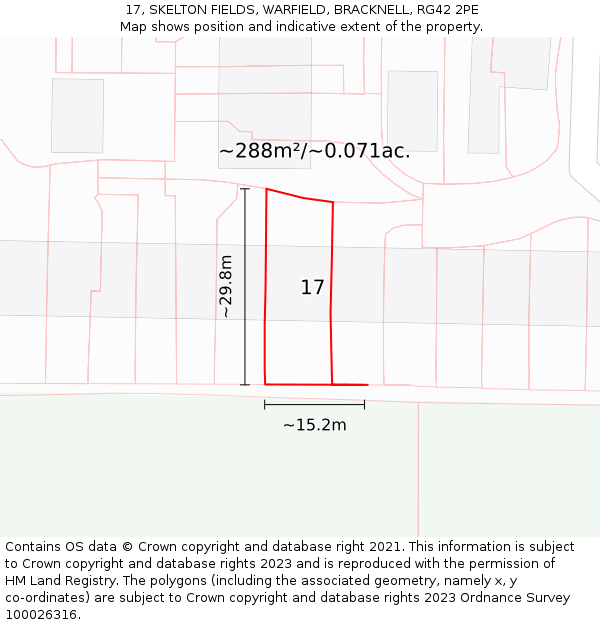 17, SKELTON FIELDS, WARFIELD, BRACKNELL, RG42 2PE: Plot and title map