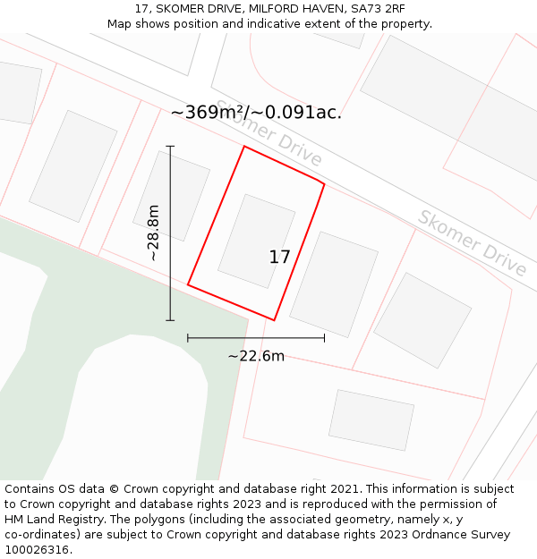 17, SKOMER DRIVE, MILFORD HAVEN, SA73 2RF: Plot and title map