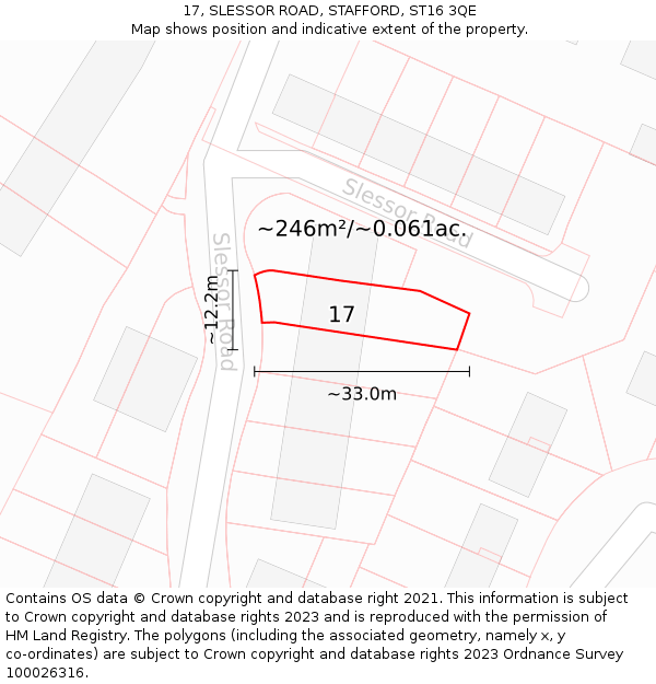 17, SLESSOR ROAD, STAFFORD, ST16 3QE: Plot and title map