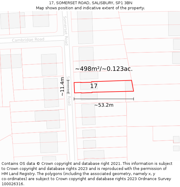 17, SOMERSET ROAD, SALISBURY, SP1 3BN: Plot and title map