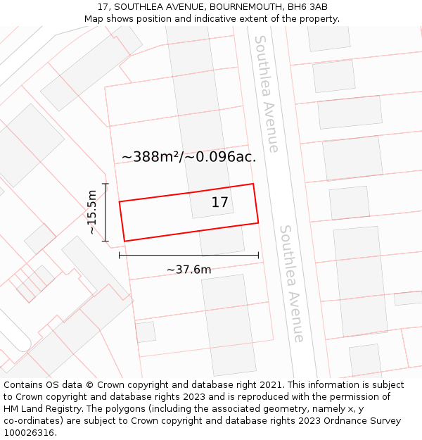 17, SOUTHLEA AVENUE, BOURNEMOUTH, BH6 3AB: Plot and title map