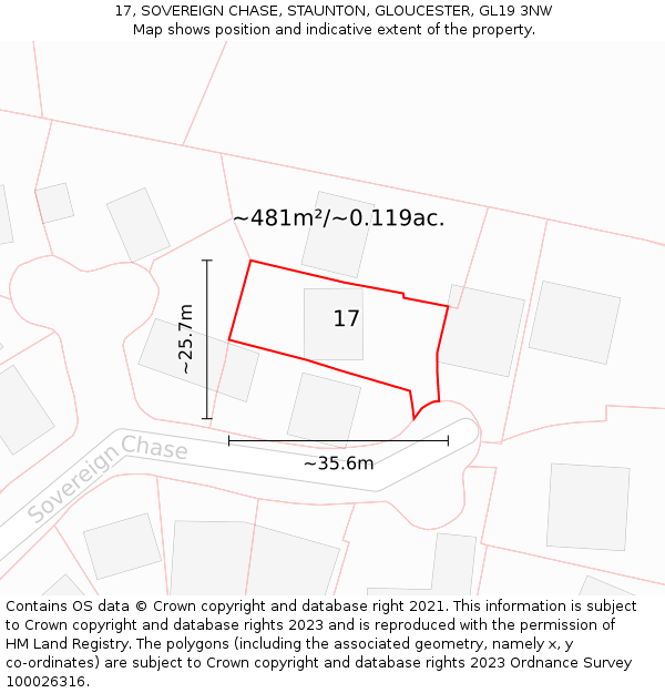 17, SOVEREIGN CHASE, STAUNTON, GLOUCESTER, GL19 3NW: Plot and title map