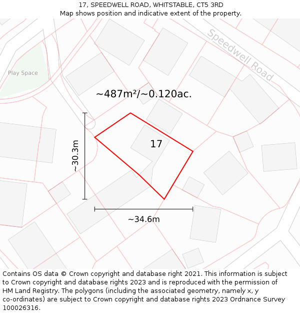 17, SPEEDWELL ROAD, WHITSTABLE, CT5 3RD: Plot and title map
