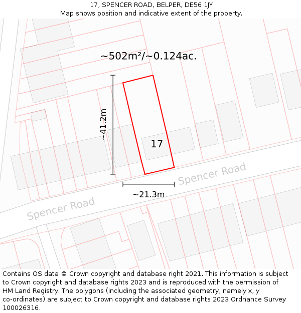 17, SPENCER ROAD, BELPER, DE56 1JY: Plot and title map
