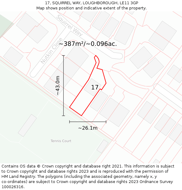 17, SQUIRREL WAY, LOUGHBOROUGH, LE11 3GP: Plot and title map