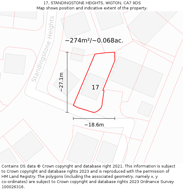 17, STANDINGSTONE HEIGHTS, WIGTON, CA7 9DS: Plot and title map