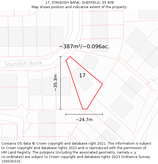 17, STANDISH BANK, SHEFFIELD, S5 8YB: Plot and title map