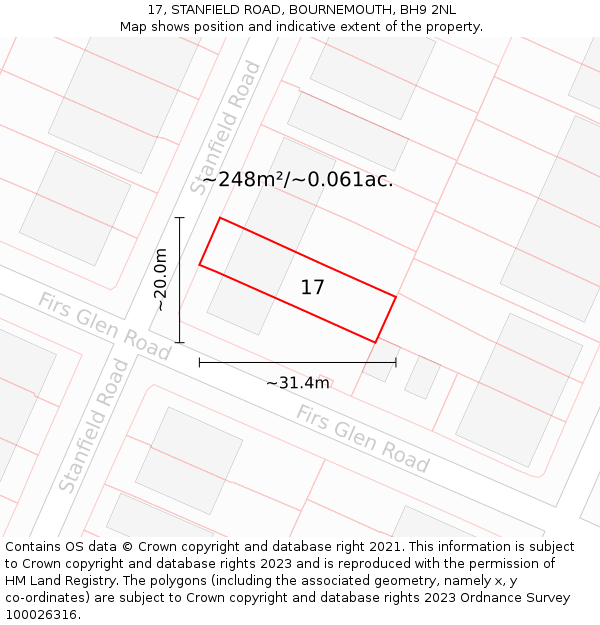17, STANFIELD ROAD, BOURNEMOUTH, BH9 2NL: Plot and title map