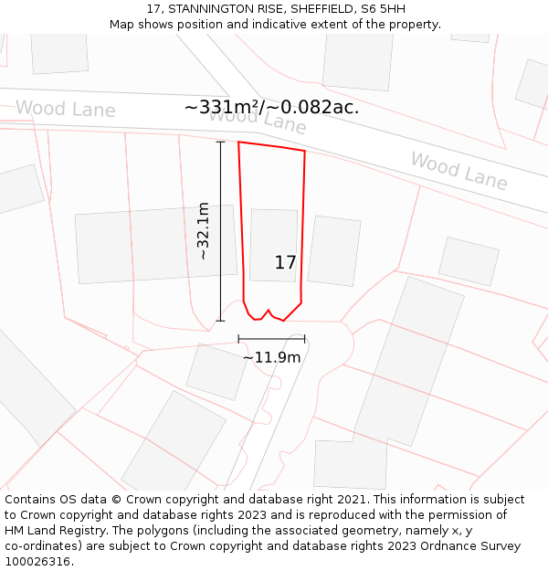 17, STANNINGTON RISE, SHEFFIELD, S6 5HH: Plot and title map