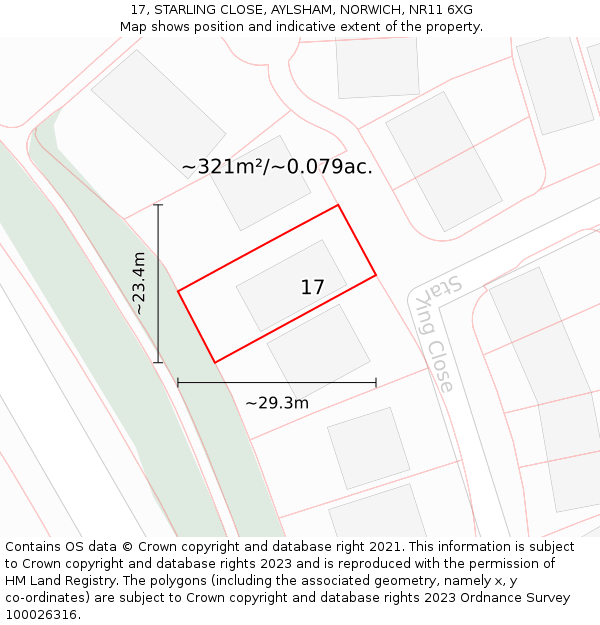 17, STARLING CLOSE, AYLSHAM, NORWICH, NR11 6XG: Plot and title map