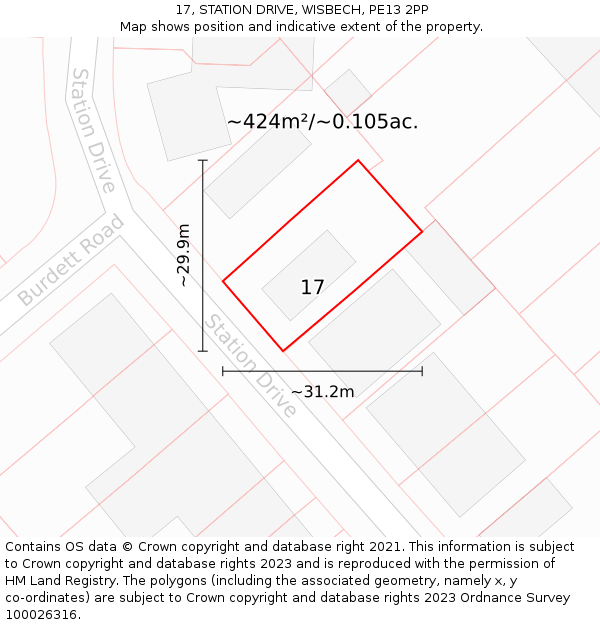 17, STATION DRIVE, WISBECH, PE13 2PP: Plot and title map