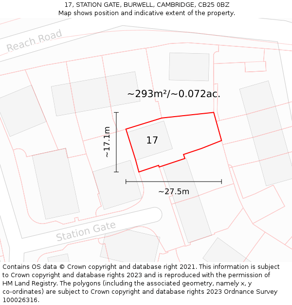 17, STATION GATE, BURWELL, CAMBRIDGE, CB25 0BZ: Plot and title map