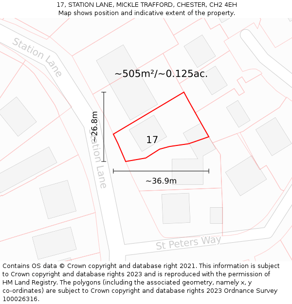 17, STATION LANE, MICKLE TRAFFORD, CHESTER, CH2 4EH: Plot and title map