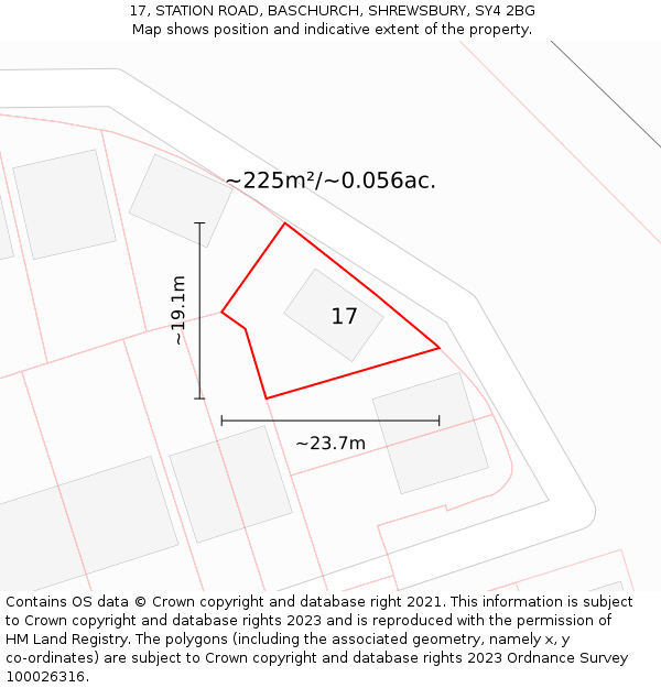 17, STATION ROAD, BASCHURCH, SHREWSBURY, SY4 2BG: Plot and title map