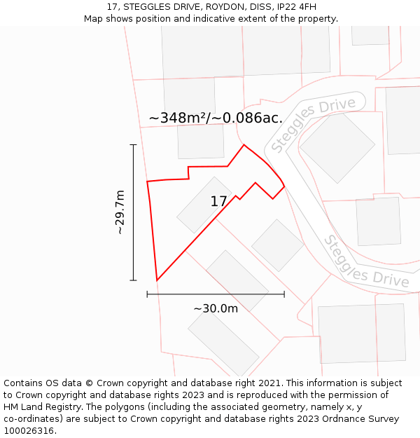 17, STEGGLES DRIVE, ROYDON, DISS, IP22 4FH: Plot and title map