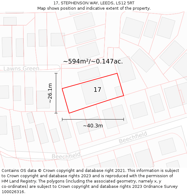 17, STEPHENSON WAY, LEEDS, LS12 5RT: Plot and title map