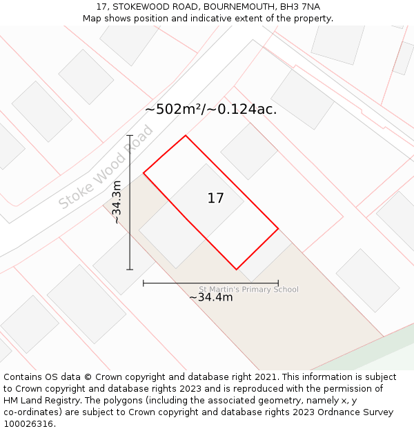17, STOKEWOOD ROAD, BOURNEMOUTH, BH3 7NA: Plot and title map