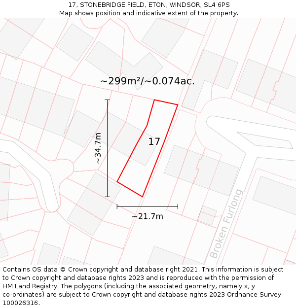 17, STONEBRIDGE FIELD, ETON, WINDSOR, SL4 6PS: Plot and title map