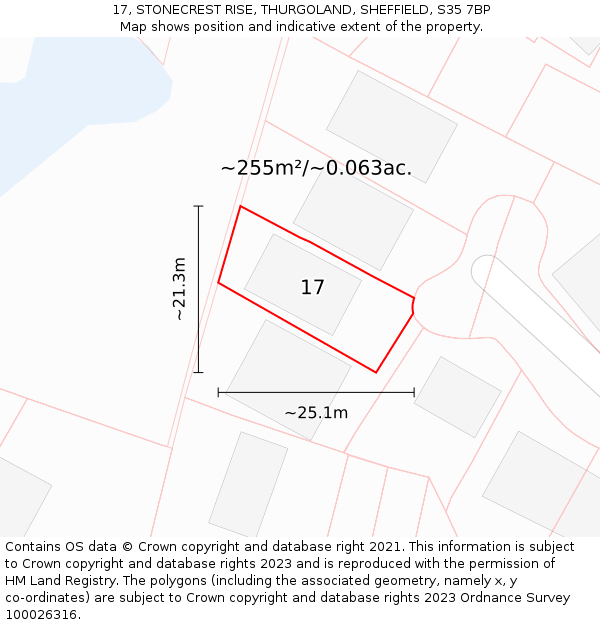 17, STONECREST RISE, THURGOLAND, SHEFFIELD, S35 7BP: Plot and title map