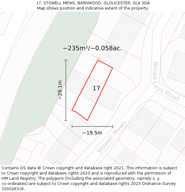 17, STOWELL MEWS, BARNWOOD, GLOUCESTER, GL4 3GA: Plot and title map