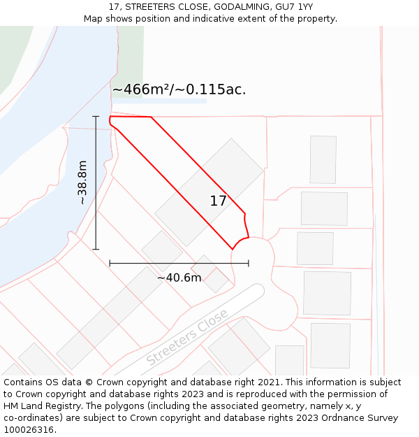 17, STREETERS CLOSE, GODALMING, GU7 1YY: Plot and title map