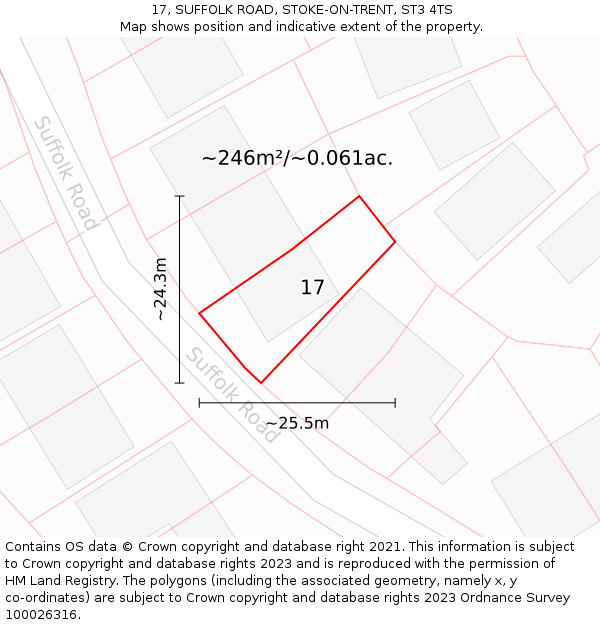 17, SUFFOLK ROAD, STOKE-ON-TRENT, ST3 4TS: Plot and title map