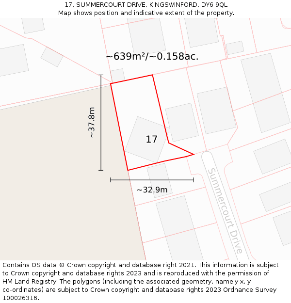 17, SUMMERCOURT DRIVE, KINGSWINFORD, DY6 9QL: Plot and title map