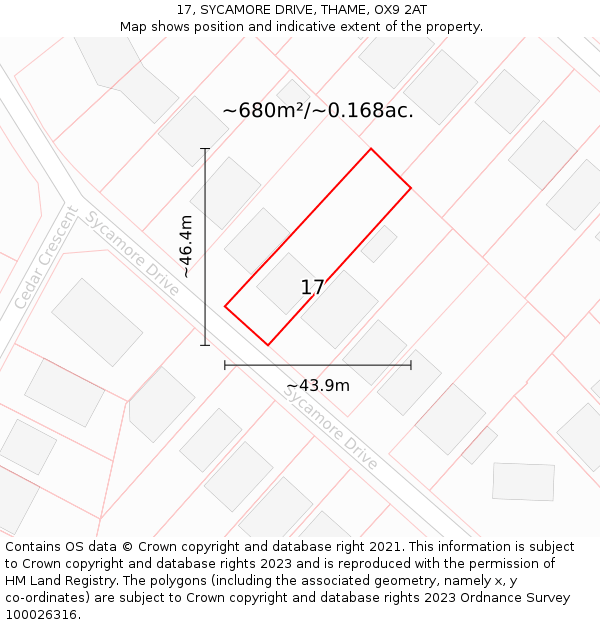 17, SYCAMORE DRIVE, THAME, OX9 2AT: Plot and title map