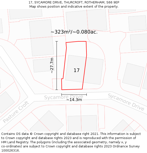 17, SYCAMORE DRIVE, THURCROFT, ROTHERHAM, S66 9EP: Plot and title map