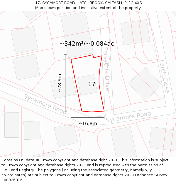 17, SYCAMORE ROAD, LATCHBROOK, SALTASH, PL12 4XS: Plot and title map