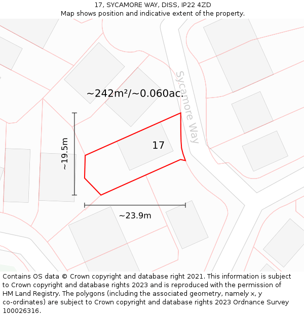 17, SYCAMORE WAY, DISS, IP22 4ZD: Plot and title map