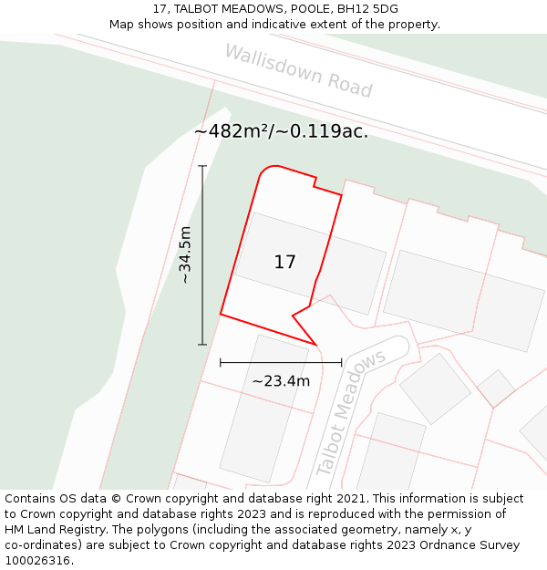 17, TALBOT MEADOWS, POOLE, BH12 5DG: Plot and title map